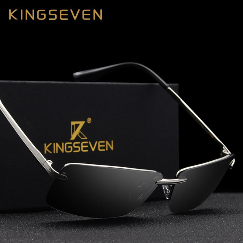 KINGSEVEN Rectangle Sunglasses Men Travel Polarized Rimless Sun glasses Male Fishing Eyewear Oculos Gafas N7905 - KiwisLove