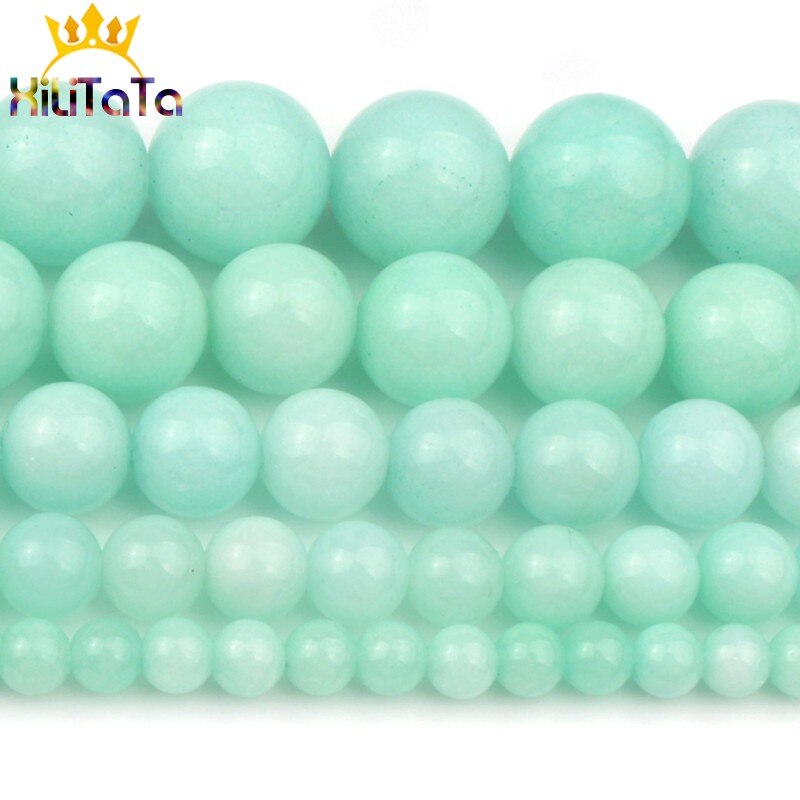 Free Shippig Natural Blue Amazonite Stone Beads Round Loose Spacer Beads For Jewelry Making 4/6/8/10/12mm DIY Bracelets 15inches - KiwisLove