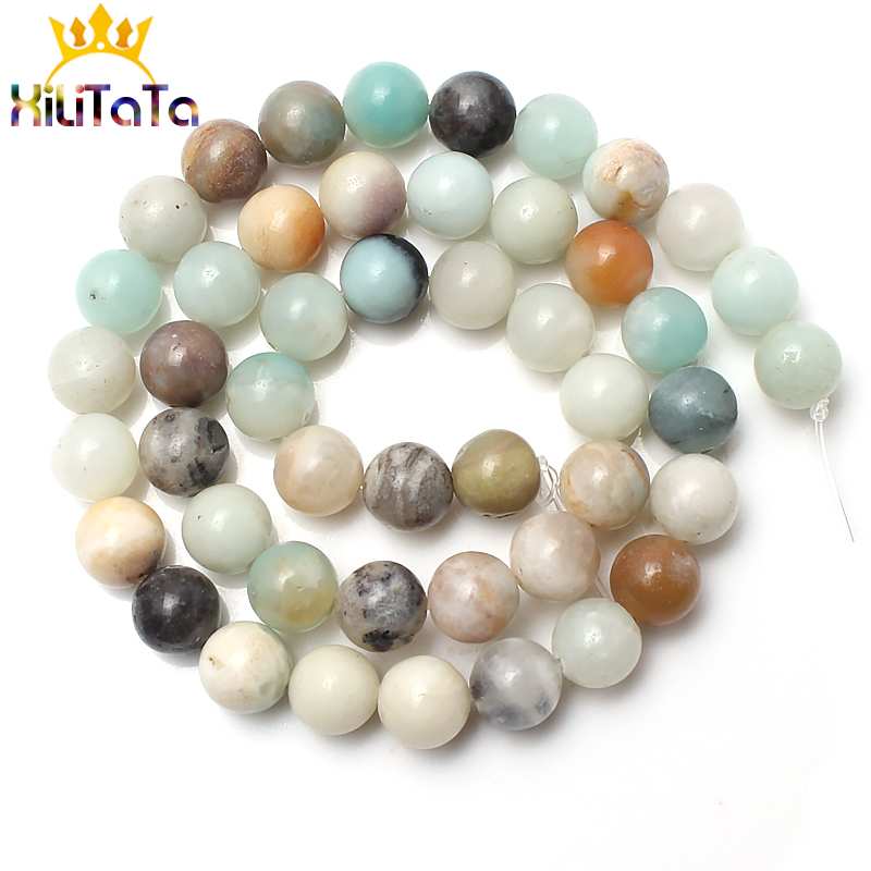 Natural Colorful Amazonite Stone Beads Round Loose Spacer Beads For DIY Jewelry Making Bracelets Necklace 15inches 4/6/8/10/12mm - KiwisLove