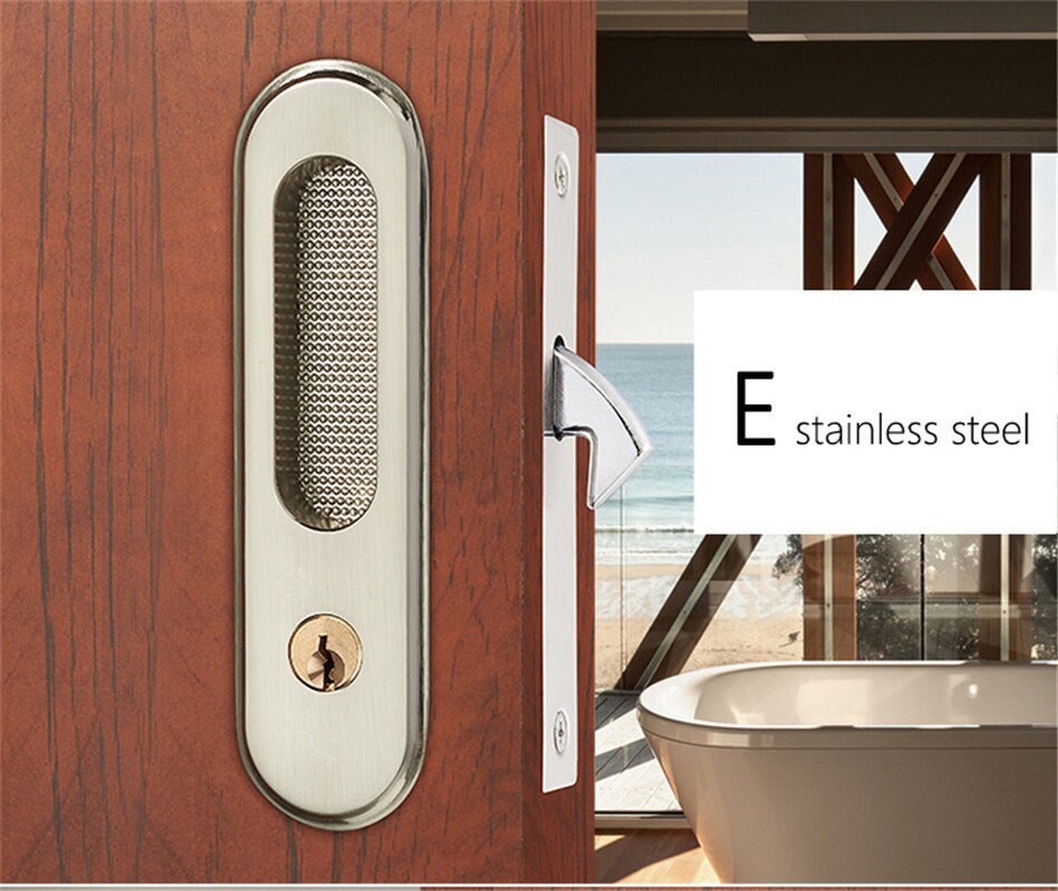 KAK Mute Mortice Sliding Door Lock Hidde Handle Interior Door Pull Lock Modern Anti-theft Room Wood Door Lock Furniture Hardware - KiwisLove