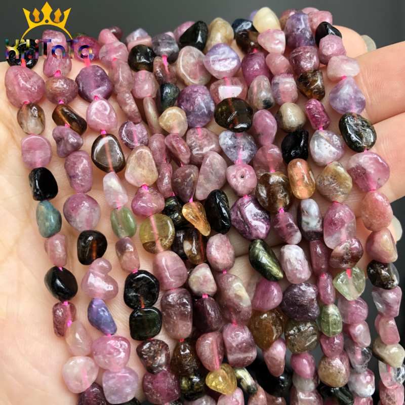 4-8mm Irregular Natural Tourmaline Beads Colorful Loose Spacer Beads For DIY Jewelry Making Bracelet Necklace Charm 15&#39;&#39; Strands