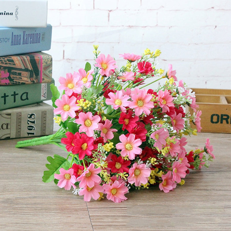 1 Bunch 28 Head Cineraria Artificial Flower Bouquet Home Office Decor silk daisy artificial decorative indoor outdoor A12150 - KiwisLove