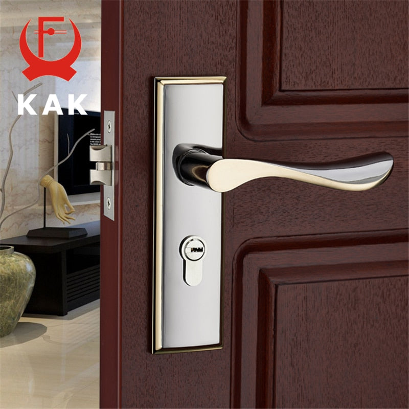 KAK Modern Mute Room Door Lock Handle Fashion Interior Door Knobs Single Bolt Door Lock Anti-theft Gate Lock Furniture Hardware - KiwisLove