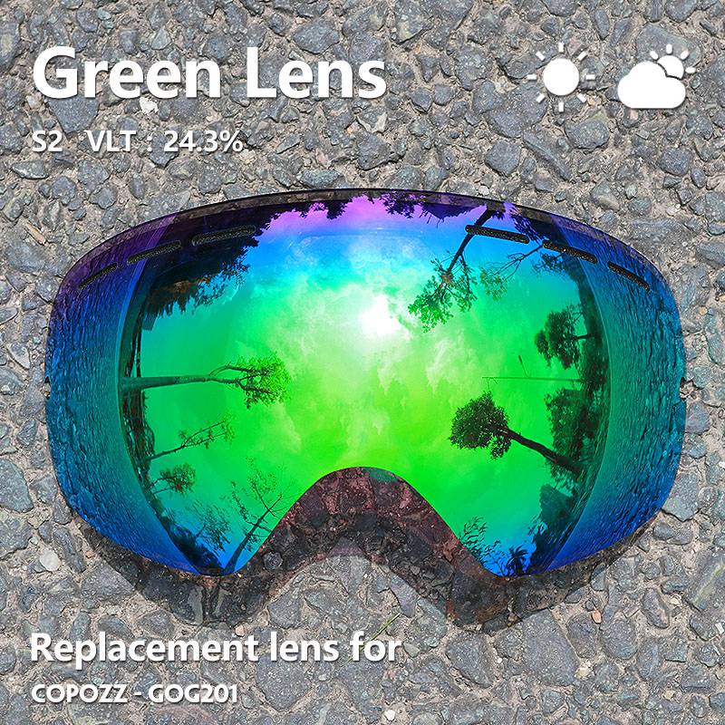 COPOZZ 201 lens Ski Goggles Lens For Anti-fog UV400 Big Spherical Ski Glasses Snow Goggles Eyewear Lenses Replacement(Lens Only) - KiwisLove