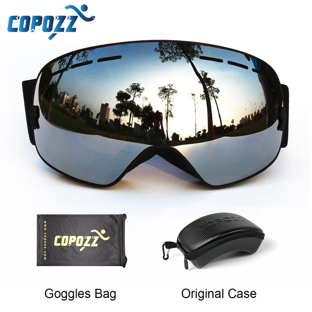 COPOZZ Ski Goggles with Box Case Ski Mask UV400 Anti-fog Snow Goggles Big Spherical Skiing Snowboarding for Women Men - KiwisLove