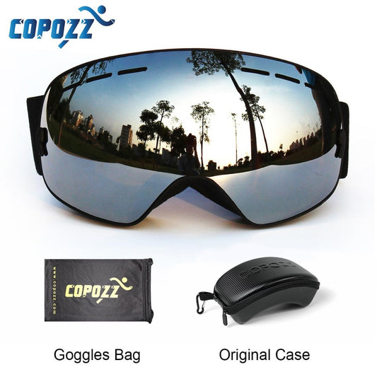 COPOZZ Ski Goggles with Box Case Ski Mask UV400 Anti-fog Snow Goggles Big Spherical Skiing Snowboarding for Women Men - KiwisLove