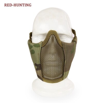 Airsoft Paintball CS Mask Adjustable Elastic Belt Strap  Tactical Foldable Half Face Mesh Mask - KiwisLove