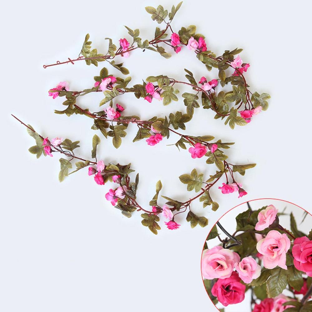 230cm/ 91in Silk Rose Wedding Decorations Ivy Vine Artificial Flowers Arch Decor with Green Leaves Hanging Wall Garland A0332 - KiwisLove
