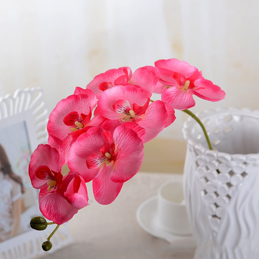 Artificial Silk White Orchid Flowers High Quality Butterfly Moth Phalaenopsis Fake Flower for Wedding Home Festival Decoration - KiwisLove
