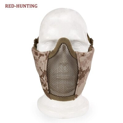 Airsoft Paintball CS Mask Adjustable Elastic Belt Strap  Tactical Foldable Half Face Mesh Mask - KiwisLove