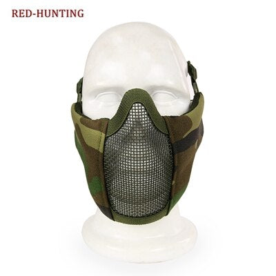 Airsoft Paintball CS Mask Adjustable Elastic Belt Strap  Tactical Foldable Half Face Mesh Mask - KiwisLove