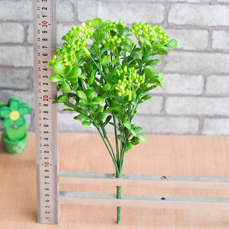 7 Branches green artificial berry flowers bouquet artificial fruit plants mini leaf outdoor living room wedding decoration - KiwisLove