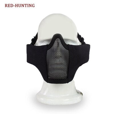 Airsoft Paintball CS Mask Adjustable Elastic Belt Strap  Tactical Foldable Half Face Mesh Mask - KiwisLove