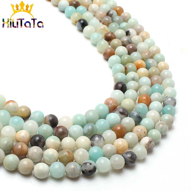 Natural Colorful Amazonite Stone Beads Round Loose Spacer Beads For DIY Jewelry Making Bracelets Necklace 15inches 4/6/8/10/12mm - KiwisLove