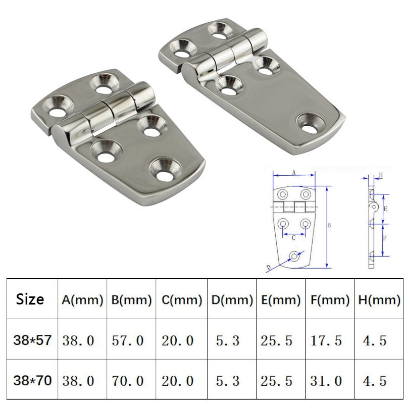 57x38mm 70x38mm Stainless Steel 316 Silver Door Butt Hinge Cabinet Drawer Boxes Hinge Boat Marine Hardware Yacht Accessories