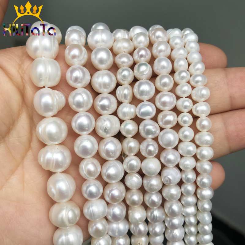 Natural Freshwater White Pearl Round Loose Spacer Beads For Jewelry Making DIY Bracelets Necklace 15'' Pick Size 4/6/8/9/10/11mm - KiwisLove