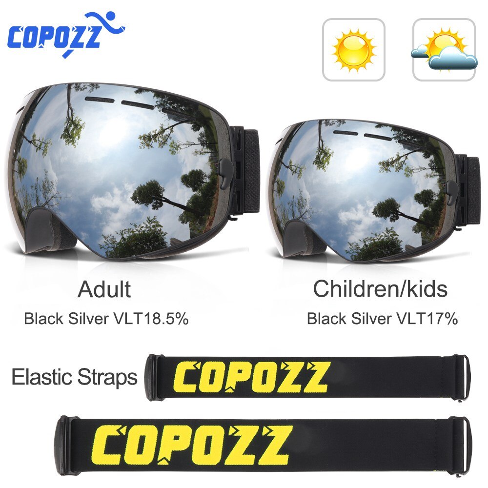 COPOZZ Parent Child Ski Goggles 2 Pack Set Snowboard Anti fog Skiing Glasses UV400 for Famliy Men Women Kids Sport Snow Eyewear - KiwisLove