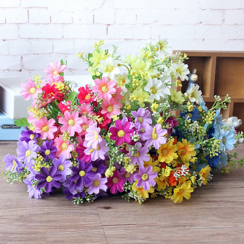 1 Bunch 28 Head Cineraria Artificial Flower Bouquet Home Office Decor silk daisy artificial decorative indoor outdoor A12150 - KiwisLove