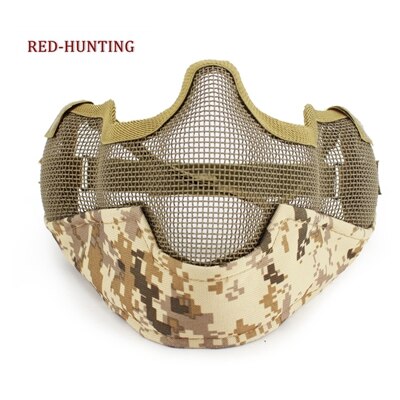 Outdoor Sports Steel Mesh Half Face Protective Mask Hunting Metal Wire Half Face CS - KiwisLove