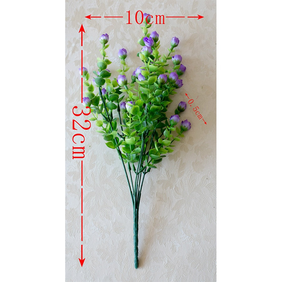 Mini silk artificial rose flowers fake plastic leaves faux bushes 30 heads outdoor garden decoration white fence wall decor - KiwisLove