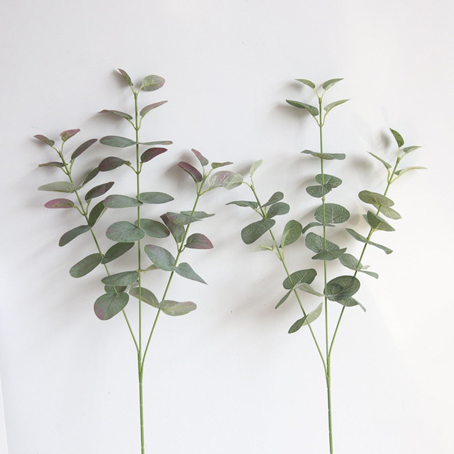 Artificial Leaves Branch Retro Green Silk Eucalyptus Leaf for Home Decor Wedding Plants Faux Fabric Foliage Room Decoration 68CM - KiwisLove