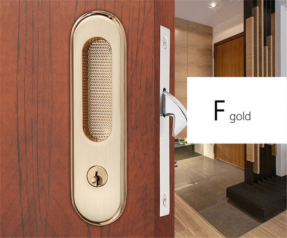KAK Mute Mortice Sliding Door Lock Hidde Handle Interior Door Pull Lock Modern Anti-theft Room Wood Door Lock Furniture Hardware - KiwisLove