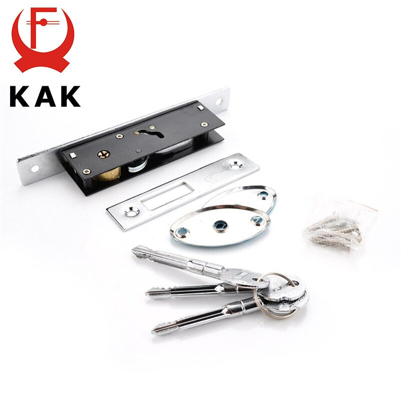 KAK Sliding Door Lock Zinc Alloy Window Locks Anti-Theft Safety Wood Gate Floor Lock With Cross Keys For Furniture Hardware - KiwisLove