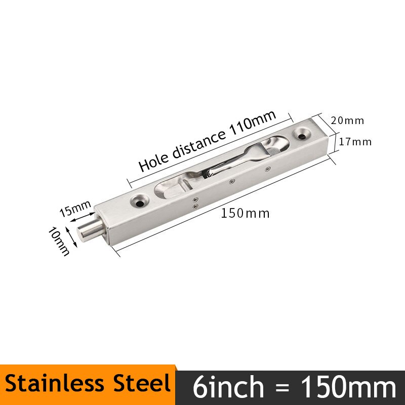 KAK 4/6/8/10 inch Stainless Steel Hidden Door Bolt Security Guard Door Latch Sliding Door Lock Bathroom Bolt Dust Proof Hardware - KiwisLove