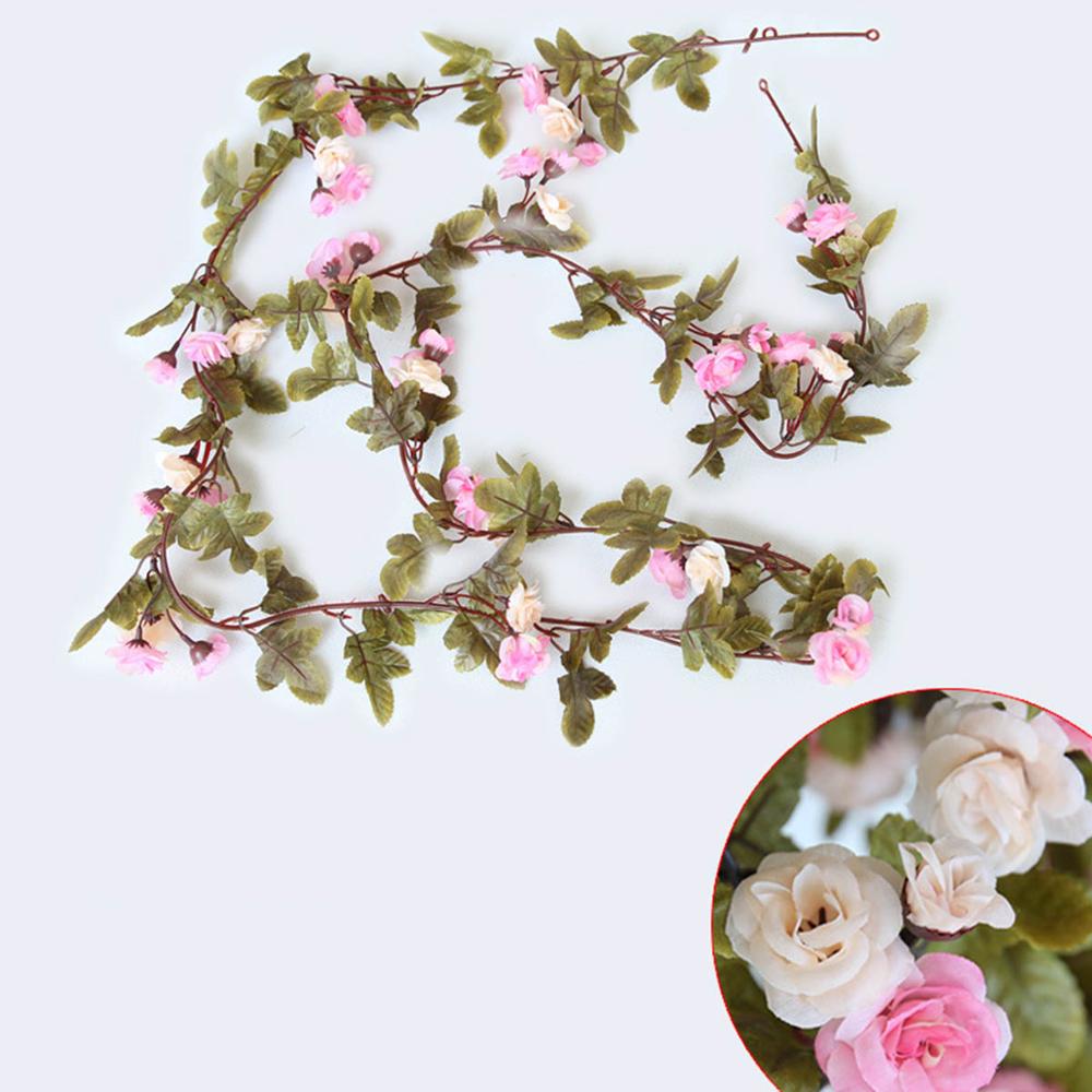230cm/ 91in Silk Rose Wedding Decorations Ivy Vine Artificial Flowers Arch Decor with Green Leaves Hanging Wall Garland A0332 - KiwisLove