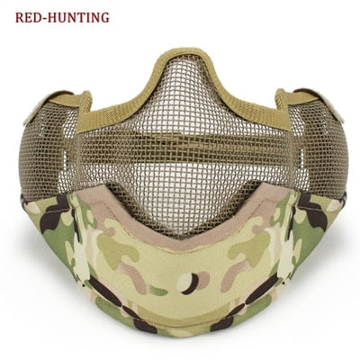 Outdoor Sports Steel Mesh Half Face Protective Mask Hunting Metal Wire Half Face CS - KiwisLove