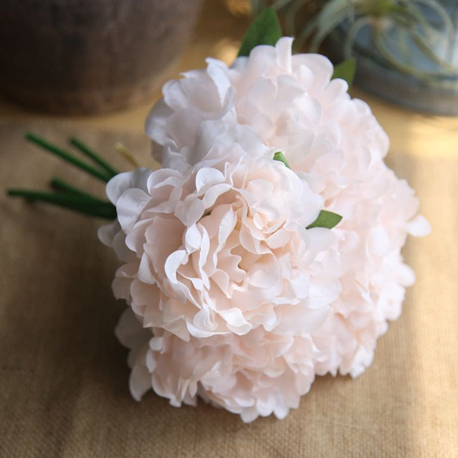 5pcs white artificial silk peony big flowers head for wedding decoration fake flowers bouquet for home decorative faux flower - KiwisLove