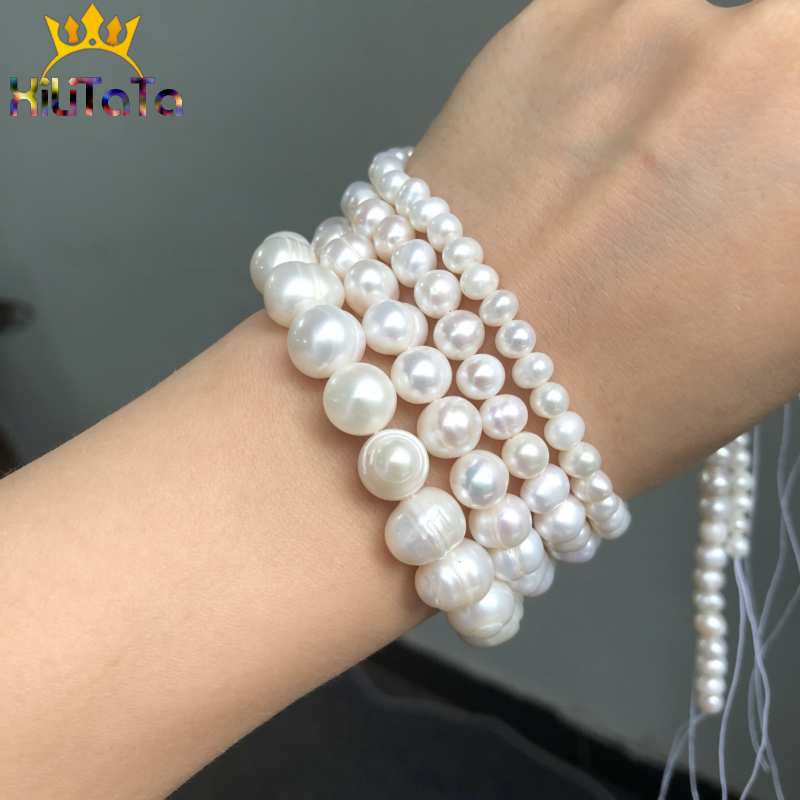 Natural Freshwater White Pearl Round Loose Spacer Beads For Jewelry Making DIY Bracelets Necklace 15'' Pick Size 4/6/8/9/10/11mm - KiwisLove