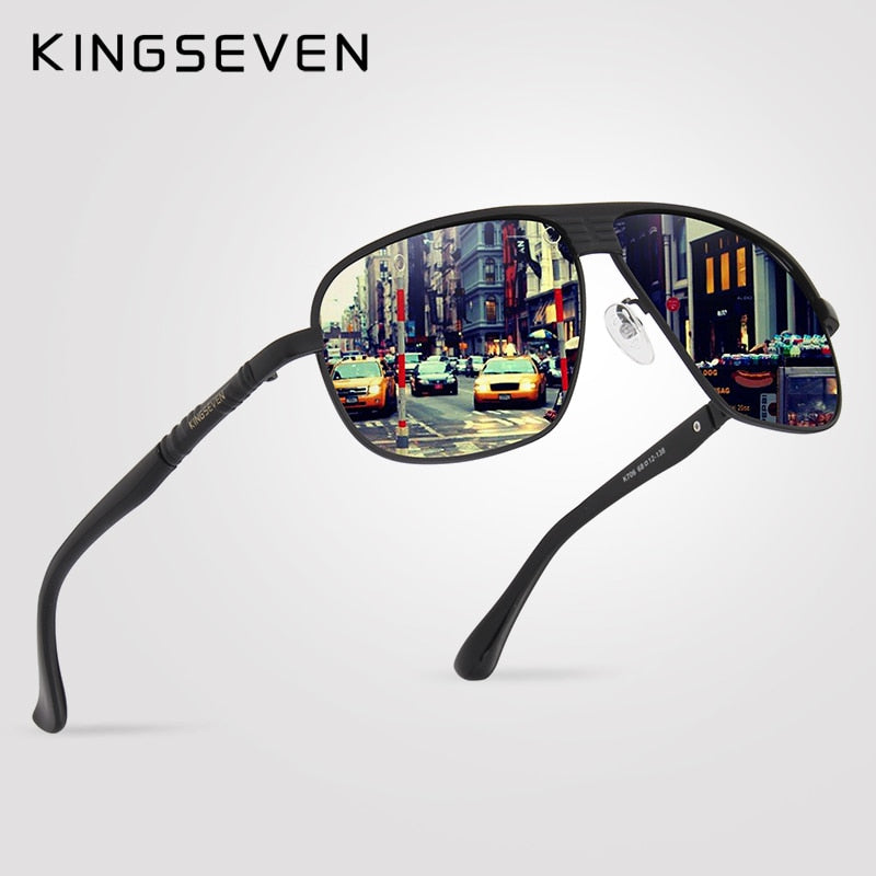 KINGSEVEN Aluminum Brand Classic Retro Polarized Sunglasses Men  Coating Black Driving Sun Glasses Square Eyewear Male Goggles - KiwisLove