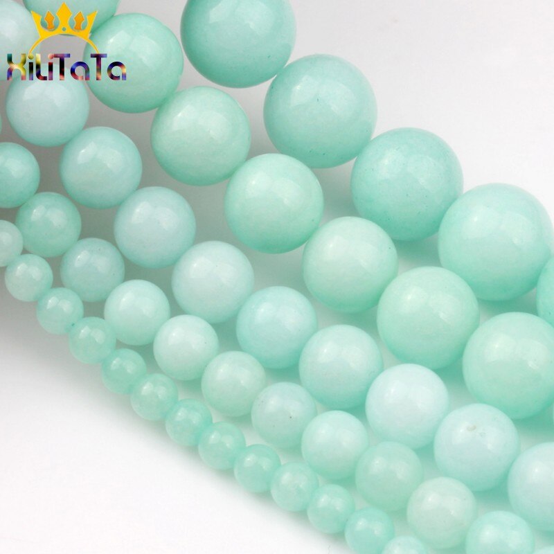 Free Shippig Natural Blue Amazonite Stone Beads Round Loose Spacer Beads For Jewelry Making 4/6/8/10/12mm DIY Bracelets 15inches - KiwisLove