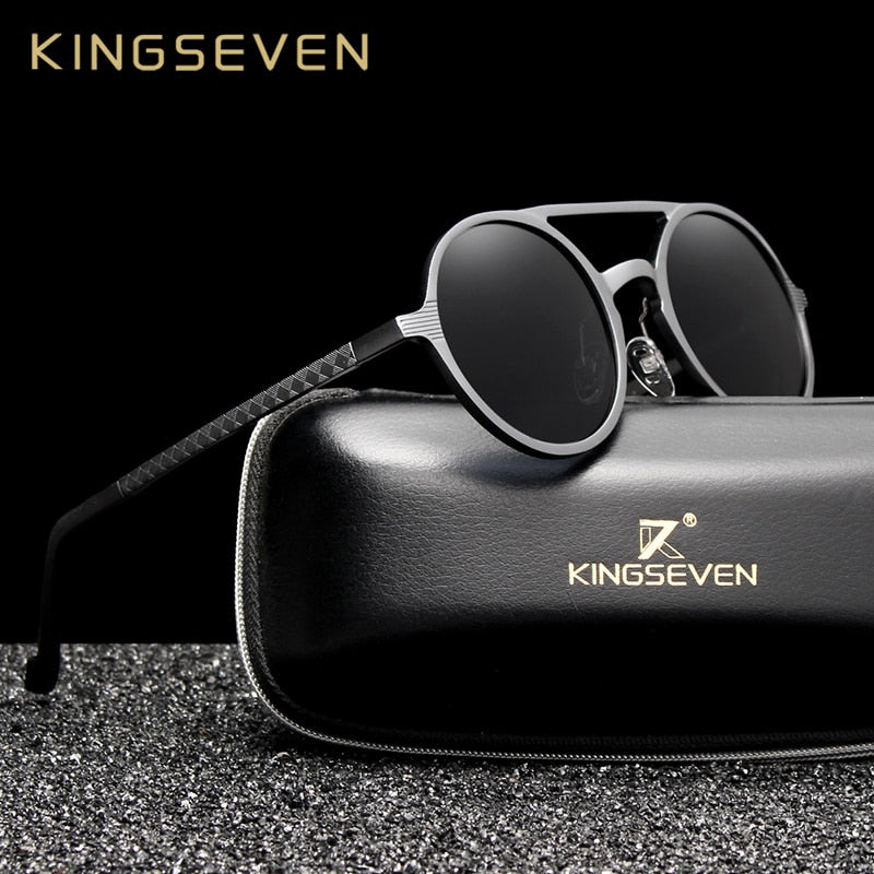 KINGSEVEN Aluminum Men's Round Sunglasses Polarized Men Punk Vintage Eyewear Accessories Sun Glasses Driving Retro Sun glasses - KiwisLove