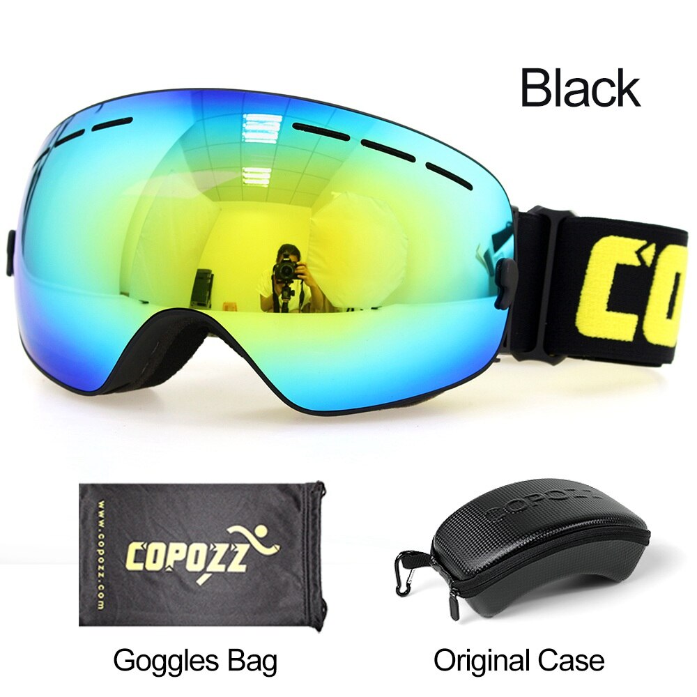 COPOZZ Ski Goggles with Box Case Ski Mask UV400 Anti-fog Snow Goggles Big Spherical Skiing Snowboarding for Women Men - KiwisLove