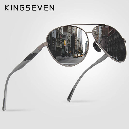 KINGSEVEN DESIGN Men Classic Polarized Sunglasses Aluminum Pilot Sun glasses UV400 Protection NF-7228 - KiwisLove