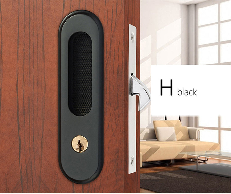 KAK Mute Mortice Sliding Door Lock Hidde Handle Interior Door Pull Lock Modern Anti-theft Room Wood Door Lock Furniture Hardware - KiwisLove
