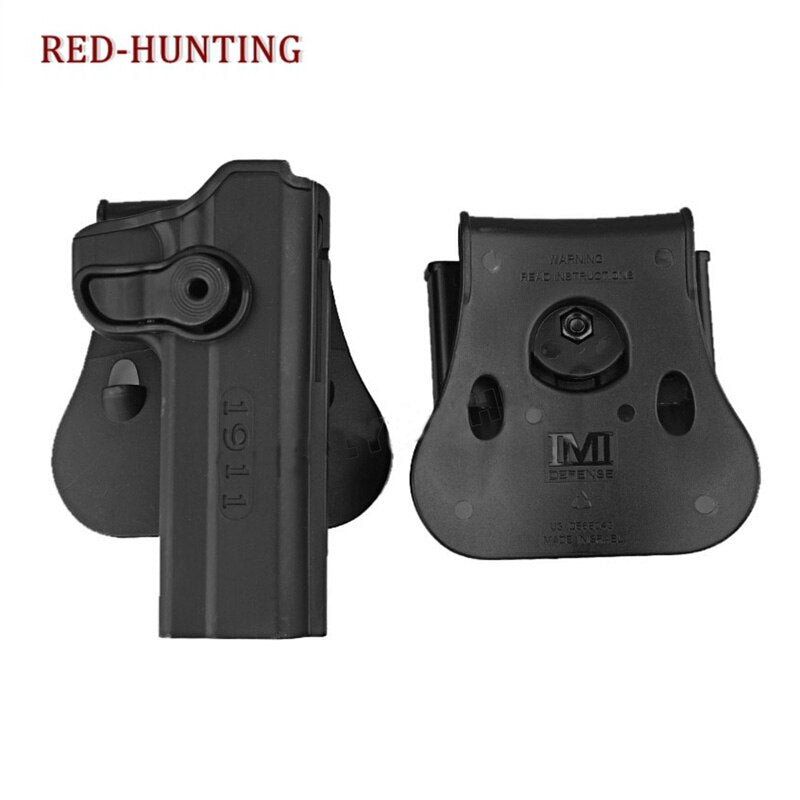 Tactical Gun Pistol Holsters with Magazine Clip Pouch Hunting IMI Holster Colt 1911 Right Hand Belt Loop Paddle Holster for 1911 - KiwisLove