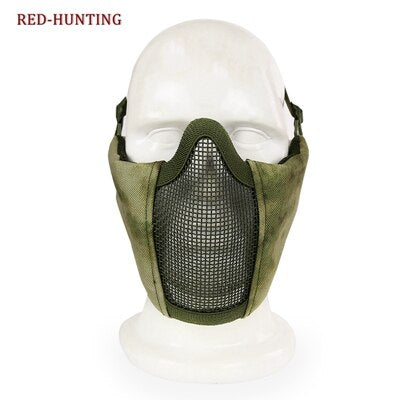 Airsoft Paintball CS Mask Adjustable Elastic Belt Strap  Tactical Foldable Half Face Mesh Mask - KiwisLove