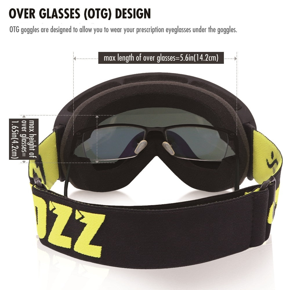 COPOZZ Ski Goggles with Box Case Ski Mask UV400 Anti-fog Snow Goggles Big Spherical Skiing Snowboarding for Women Men - KiwisLove
