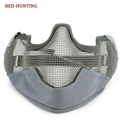 Outdoor Sports Steel Mesh Half Face Protective Mask Hunting Metal Wire Half Face CS - KiwisLove