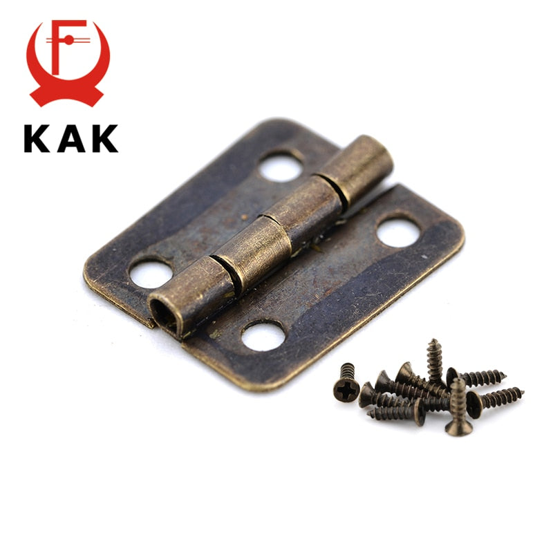 10PCS KAK Mini Bronze Gold Hinge Square Antique Door Hinges For Wooden Cabinet Drawer Jewellery Box Furniture Hardware - KiwisLove
