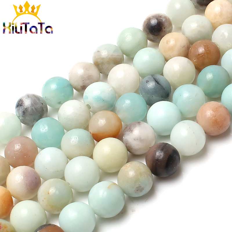 Natural Colorful Amazonite Stone Beads Round Loose Spacer Beads For DIY Jewelry Making Bracelets Necklace 15inches 4/6/8/10/12mm - KiwisLove