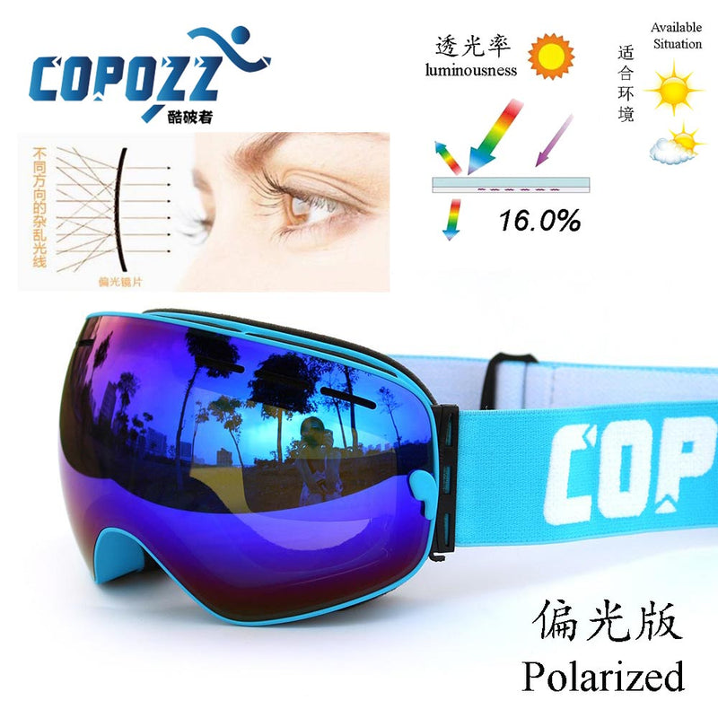 COPOZZ New Polarized Ski Goggles Double lens Snowboard UV400 Sneeuwbril Anti-fog Ski Glasses Skiing Adult Snow Goggles GOG-201P - KiwisLove