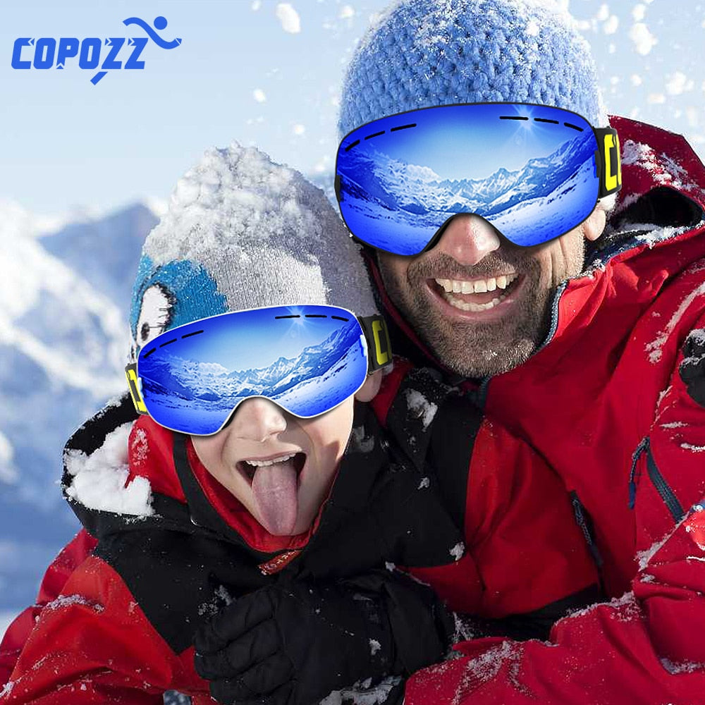 COPOZZ Parent Child Ski Goggles 2 Pack Set Snowboard Anti fog Skiing Glasses UV400 for Famliy Men Women Kids Sport Snow Eyewear - KiwisLove