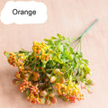 7 Branches green artificial berry flowers bouquet artificial fruit plants mini leaf outdoor living room wedding decoration - KiwisLove