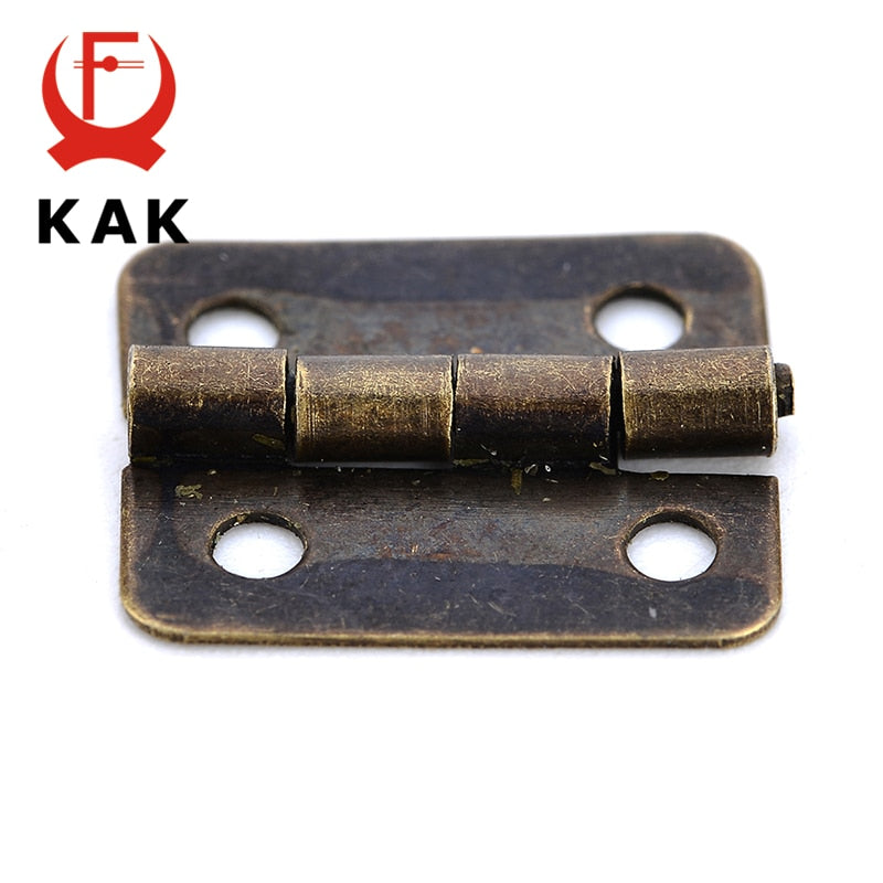 10PCS KAK Mini Bronze Gold Hinge Square Antique Door Hinges For Wooden Cabinet Drawer Jewellery Box Furniture Hardware - KiwisLove