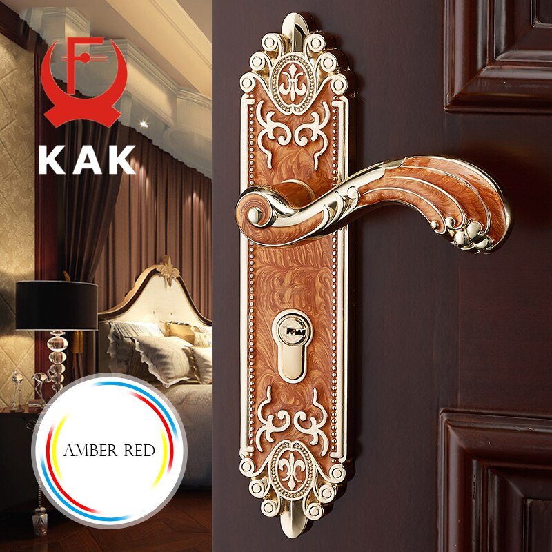 KAK European Style Mute Room Door Lock Handle Fashion Interior Door Knobs Lock Luxurious Anti-Theft Gate Lock Furniture Hardware - KiwisLove