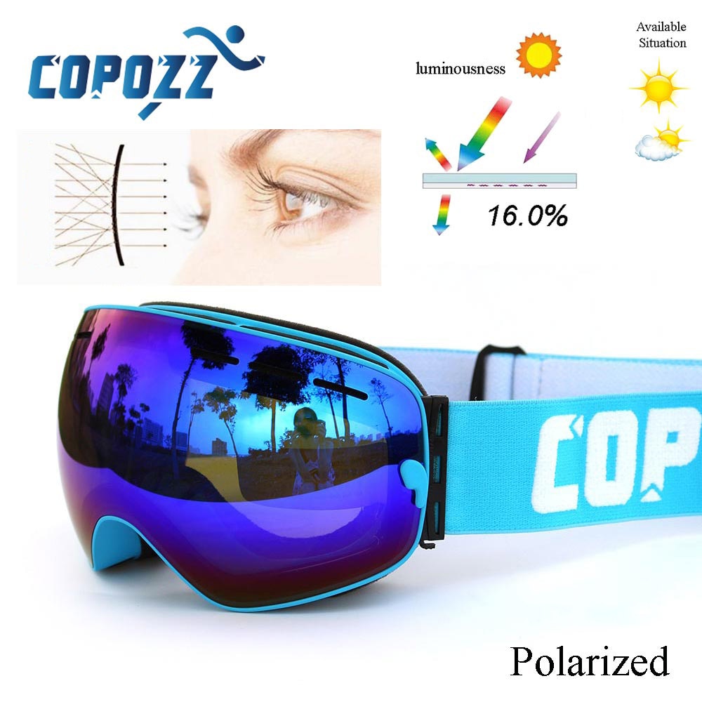 COPOZZ New Polarized Ski Goggles Double lens Snowboard UV400 Sneeuwbril Anti-fog Ski Glasses Skiing Adult Snow Goggles GOG-201P - KiwisLove